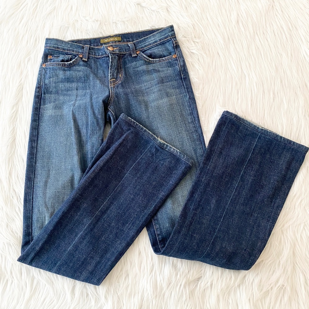 Women’s Blue Denim Jeans - Classic Straight Leg, RAW HEM